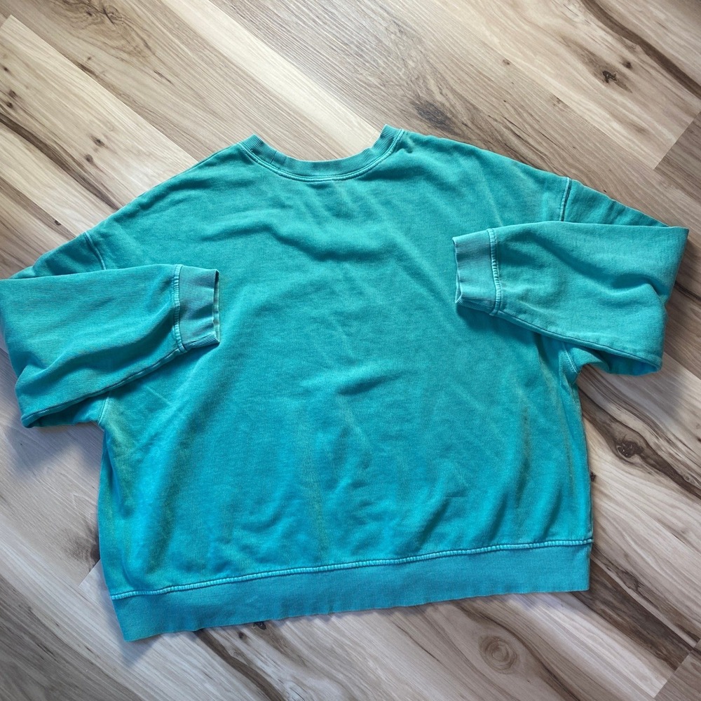 Old Navy Crop Crew-AQ Long Sleeve Herbal Green Jersey Sweatshirt Top 2X Plus - Picture 2 of 6